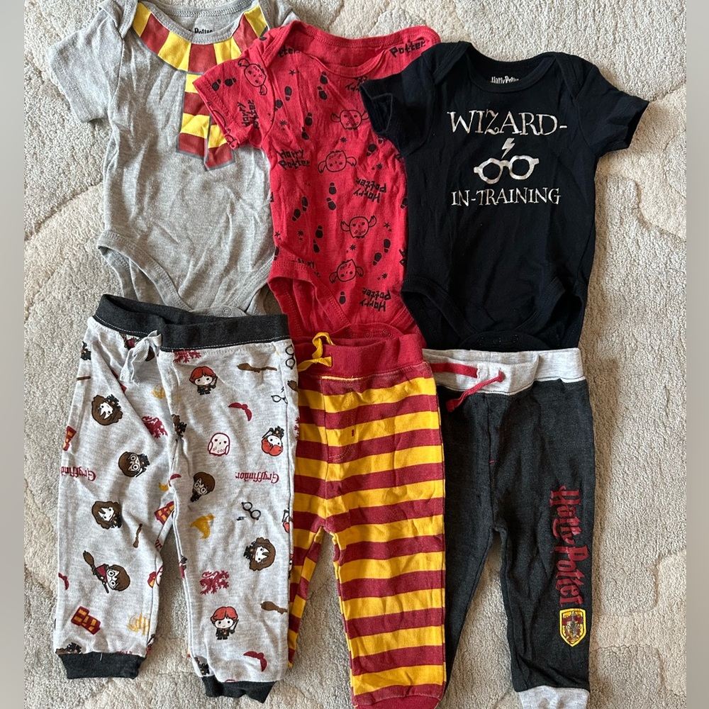 Harry Potter - 6 Piece Onesie & Pants Set - Size 6-9m